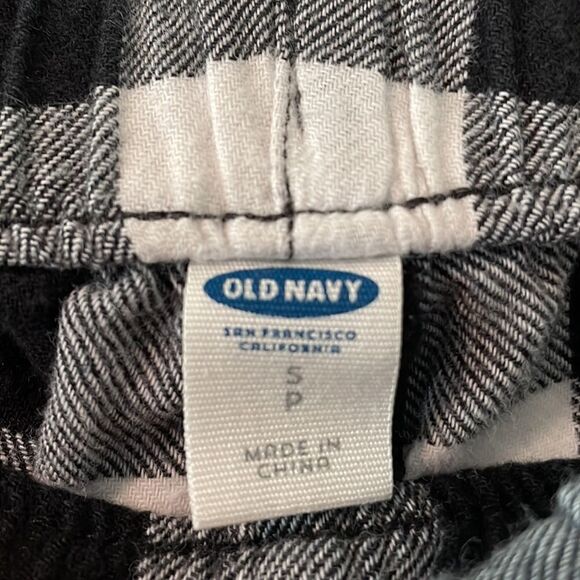 Old Navy cotton black & white check flannel pants stretch waist Small - Picture 3 of 6
